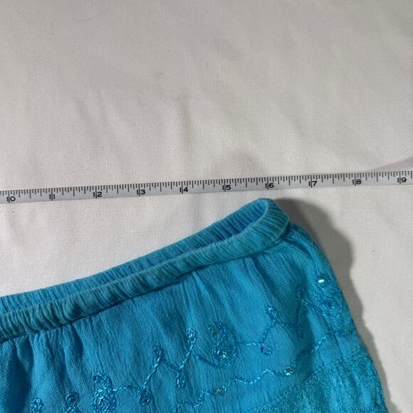 Free Size Boho Gypsy Blue Festival Skirt Size XS-L Flowy 100% Rayon - Picture 7 of 8